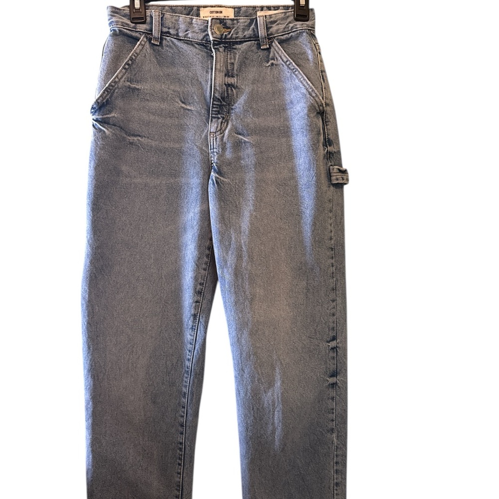 Cotton On Jeans Womens Sz 4 Distressed High Rise Relaxed Carpenter